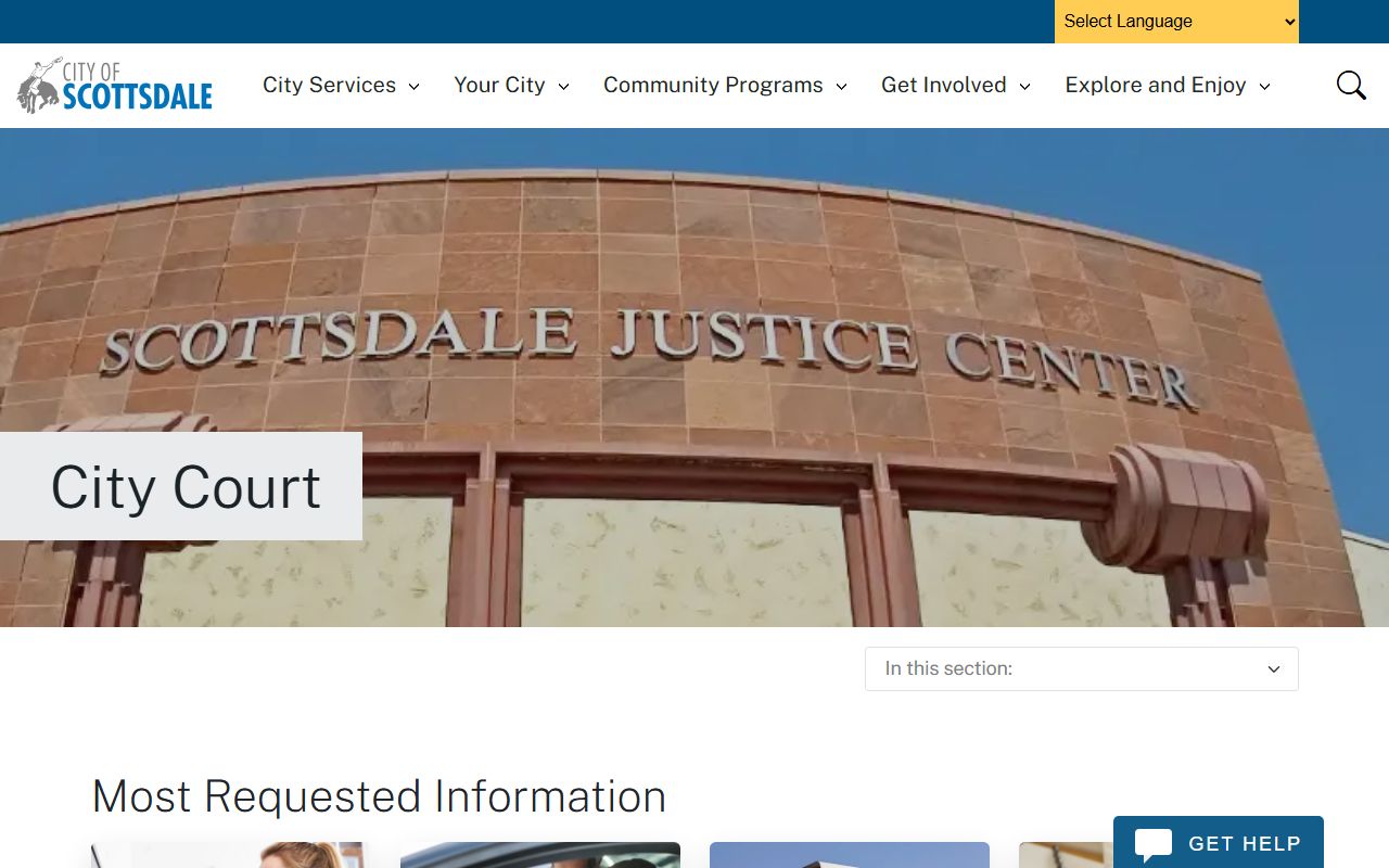 Scottsdale Municipal Court homepage