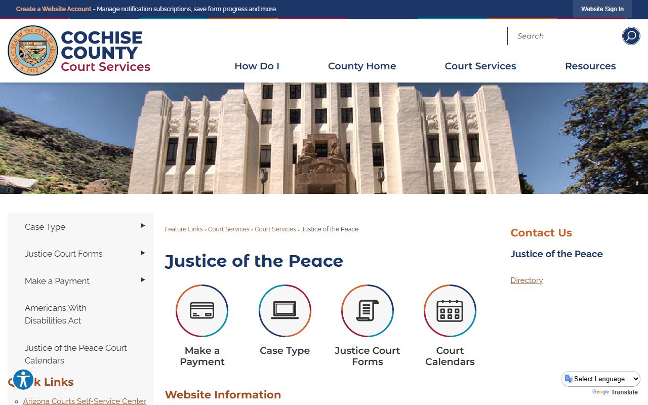 Cochise County Justice Courts directory