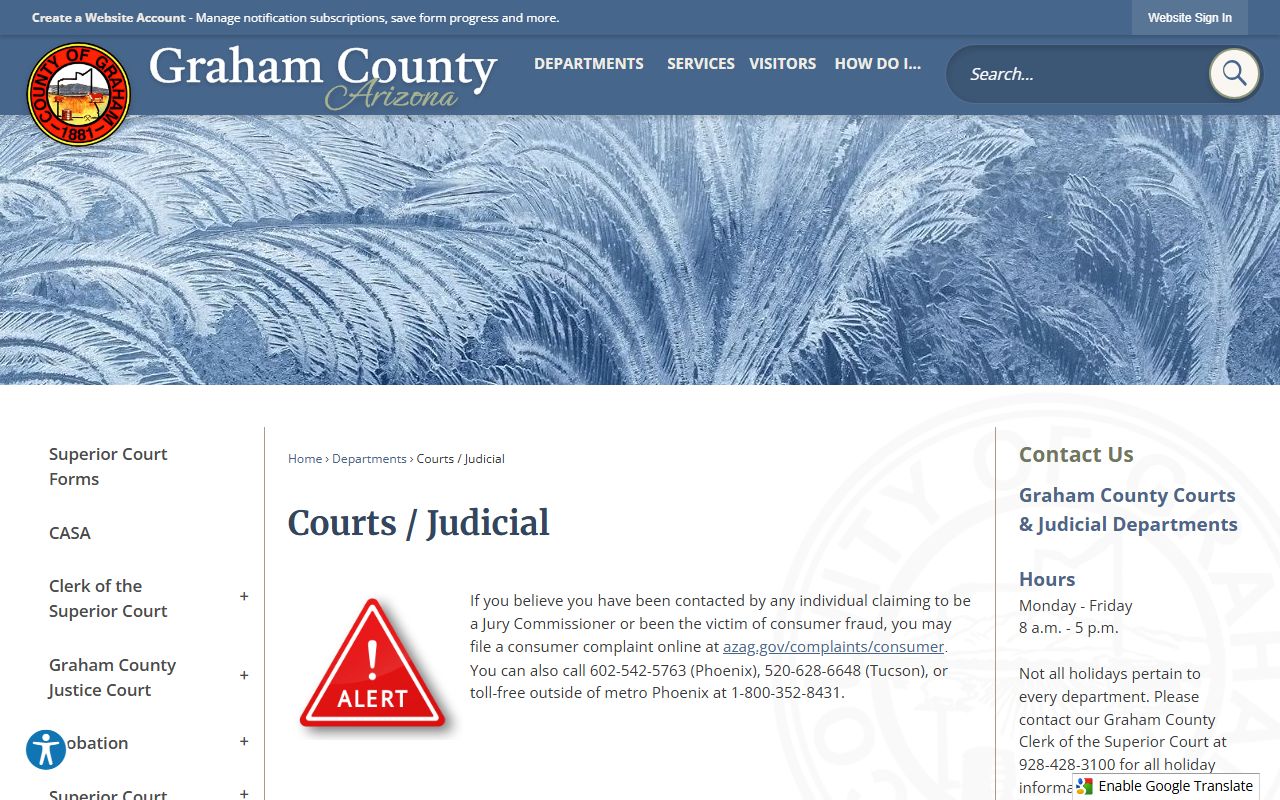 Graham County courts and judicial overview