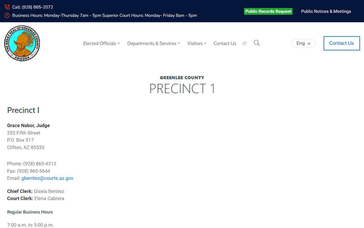 Greenlee County Justice Court Precinct 1 page