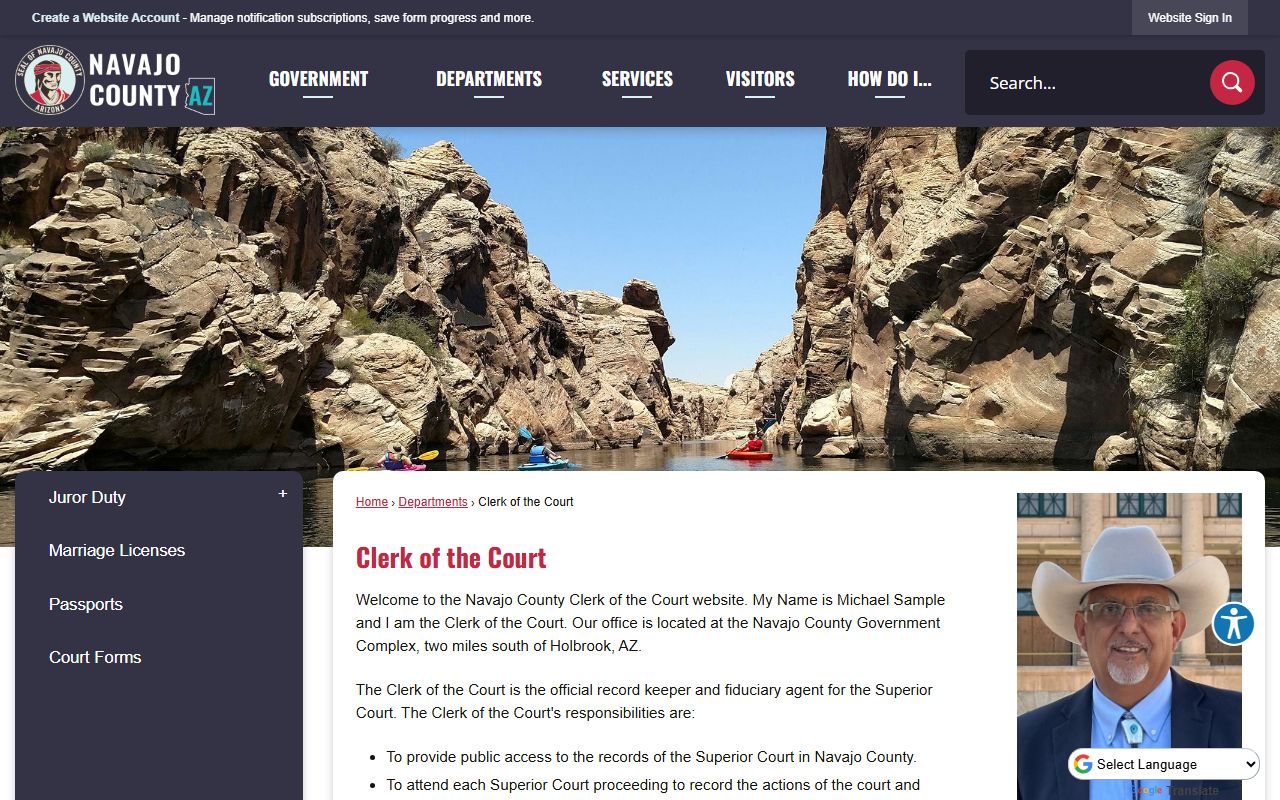 Navajo County Clerk of the Court homepage