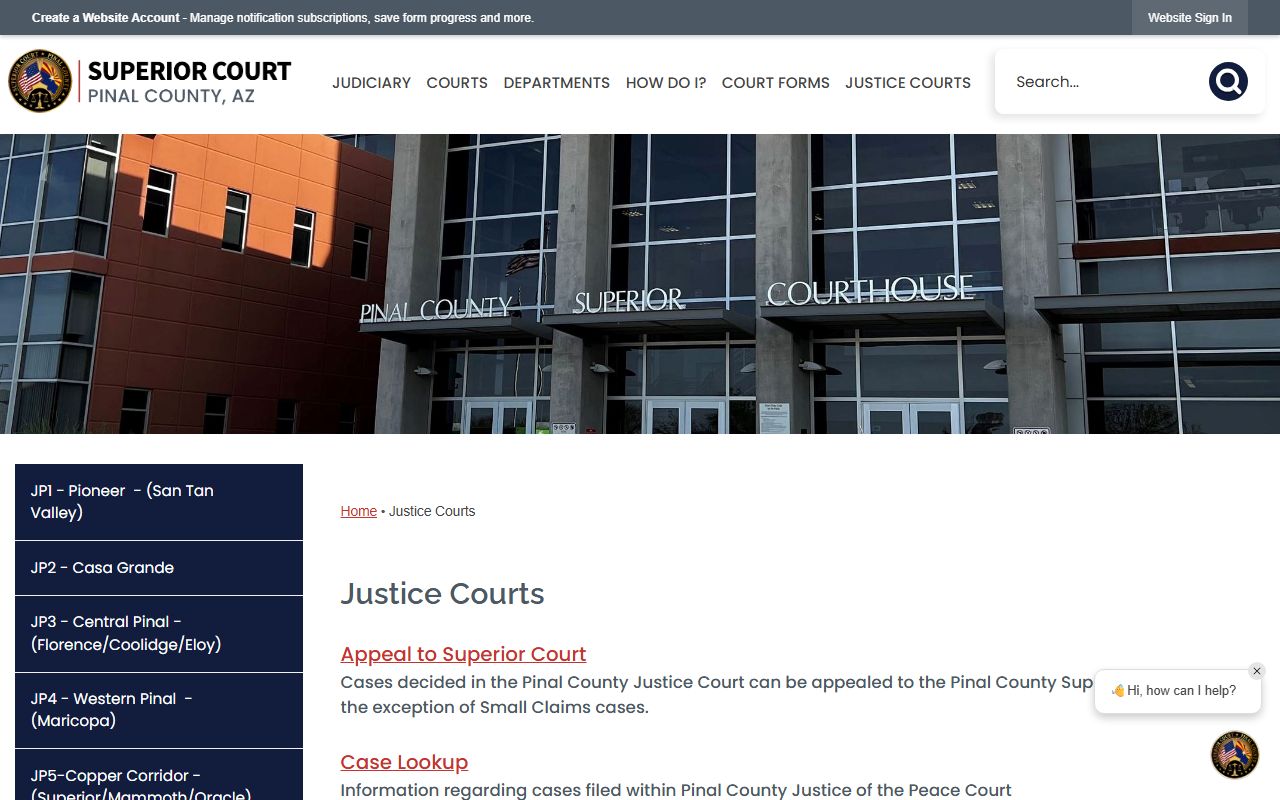 Pinal County Justice Courts overview page
