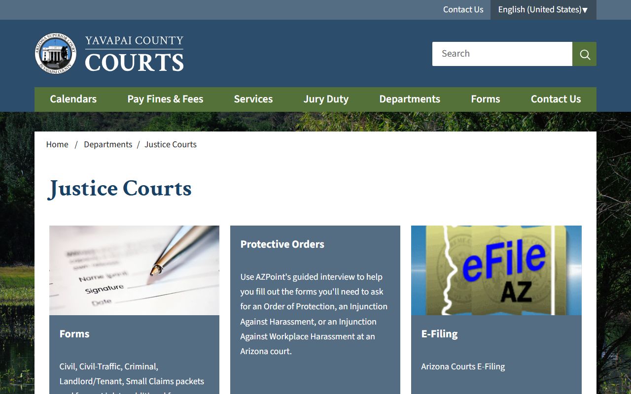Yavapai County Justice Courts directory page