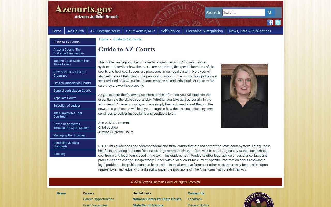 Arizona court structure guide showing civil jurisdiction